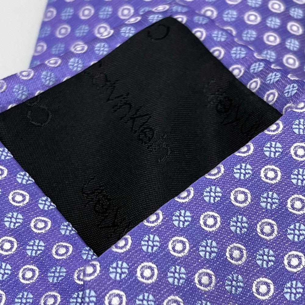 Calvin Klein Mens Purple Geometric Silk Blend Necktie K7981217500 NEW - Picture 10 of 11